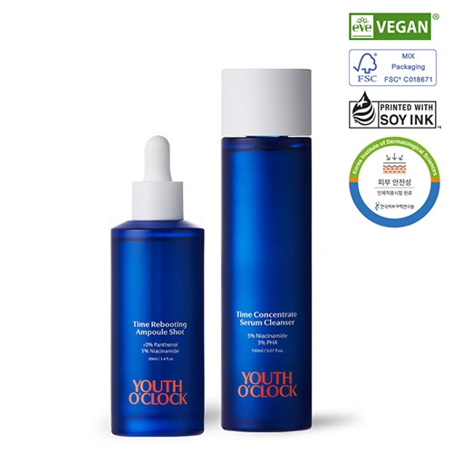 [유쓰어클락] 타임 컨센트레이트 세럼 클렌저 150ml + 리부팅 앰플 샷 100ml 2종 세트  (클렌징/필링)
