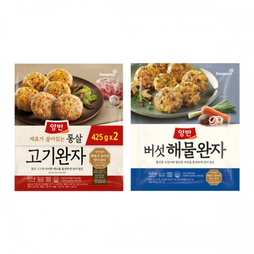 [동원] 통살고기완자 425g×2봉 + 버섯해물완자 425g×2봉  (만두/국수/스파케티/냉면)