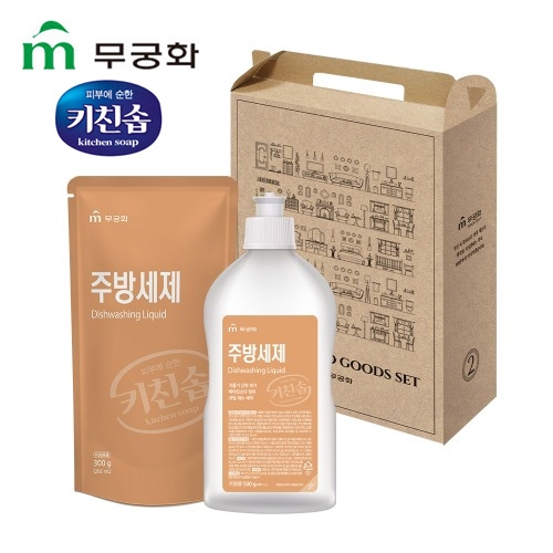 [무궁화] 키친솝 주방세제 2종 (500g용기형+300g리필형)  (주방세제)