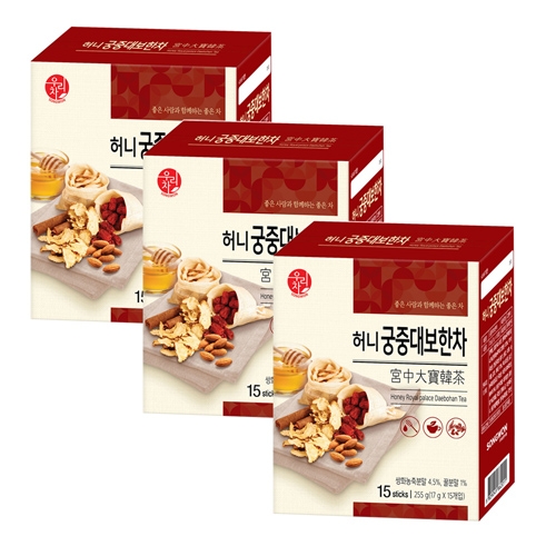 [송원] 우리차 허니 궁중 대보 한차 15T x 3개  (차/티백/코코아)