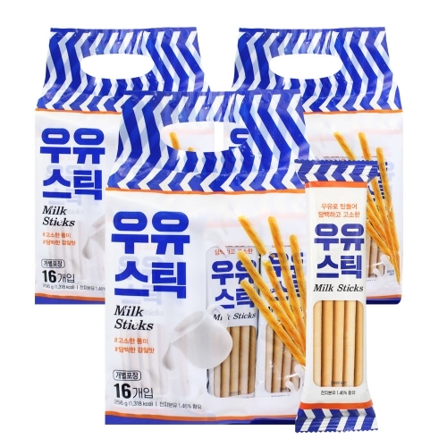 [좋은세상] 키즈웰 우유스틱 과자 256g*3봉  (과자/껌/스낵류)
