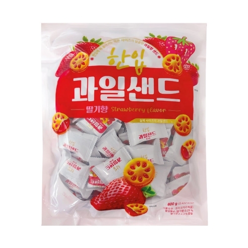 [좋은세상] 한입 과일샌드 딸기향 800g(약135개입)  (과자/껌/스낵류)