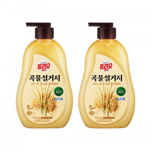 트리오 곡물설거지 우리현미 750ml용기 * 2개묶음  (주방세제/과일야채세제)  (주방세제)