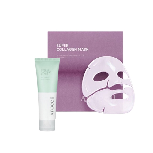 아로셀 슈퍼 콜라겐 마스크 ECM Active 4매입+히알 B5 수딩 크림 80ml  (마사지/마스크/팩)
