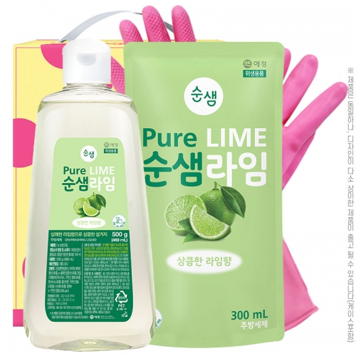 애경 순샘라임500용기 순샘300리필 고무장갑32cm(3종)  (주방용품/주방잡화)
