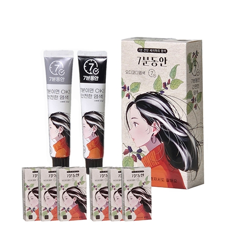 [오디코디] 염색제 7분동안 새치염색약 (1제 60ml + 2제 60ml) x 6세트  (염색/가발/흑채)