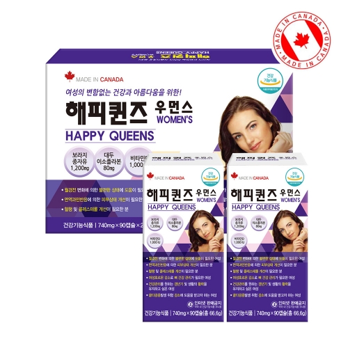 [PDH] 캐나다산 보라지종자유 이소플라본 해피퀸즈 우먼스 740mg*90캡슐*1병 (1.5개월분)  (기타 건강식품)