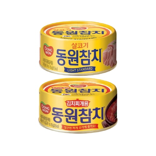 [동원] 라이트 스탠다드 150g 5캔 + 김치찌개용 참치 150g 5캔  (통조림/캔/햄/잼)