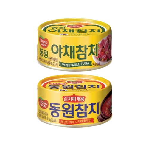 [동원] 야채참치 150g 5캔 + 김치찌개용 참치 150g 5캔  (통조림/캔/햄/잼)