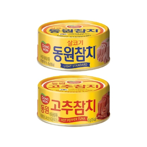 [동원] 라이트 스탠다드 참치 85g 6캔 + 고추참치 85g 6캔  (통조림/캔/햄/잼)