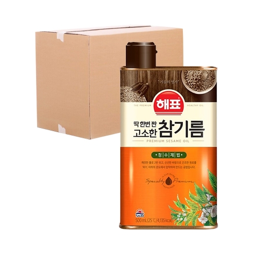 사조해표 고소한 참기름(캔) 500ml 12입 (박스)  (식용유/참기름/오일류/시럽)