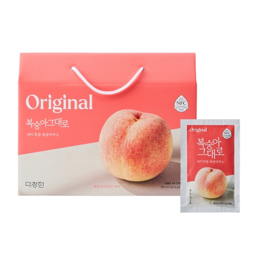 [다정헌] 유기농 그대로 NFC착즙 복숭아주스 1680ml (80mlx21입)  (과즙음료)