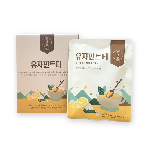 [다정헌] 과일청 블렌딩티 유자민트티 5개입 (민트티+유자청세트)  (차/티백/코코아)