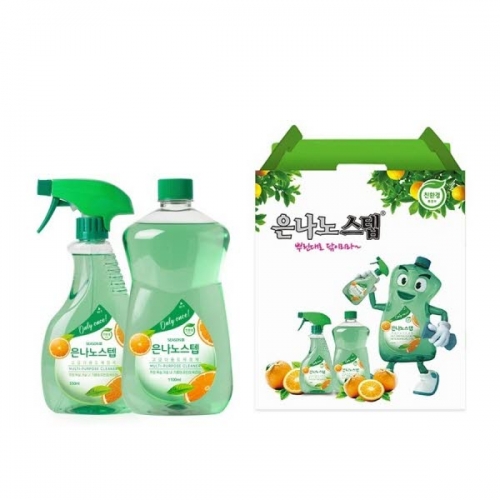[은나노스텝] 시즌3 다용도 세정제 550ml + 리필 1100ml 2종선물세트  (주방세제)