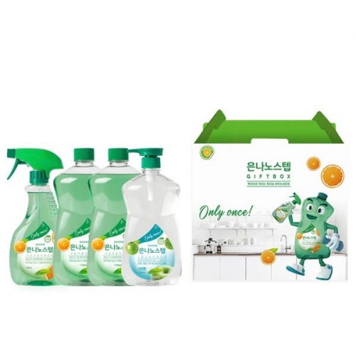 [은나노스텝] 시즌3 다용도세정제550ml+리필1100mlx2개+주방세제 4종선물세트  (주방세제)