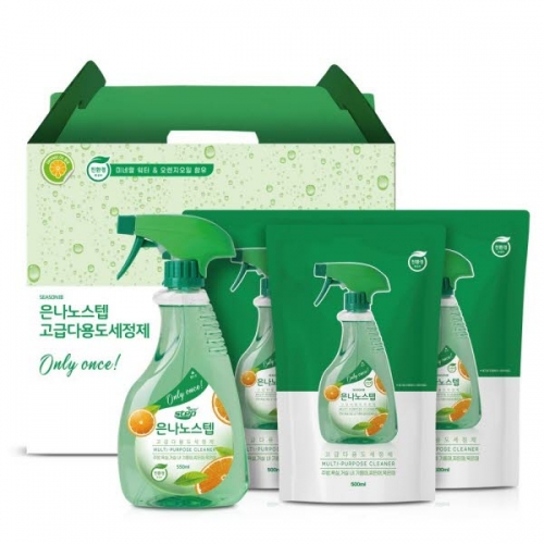 [은나노스텝] 시즌3 다용도세정제550ml+파우치리필500mlx3개 4종선물세트  (주방세제)