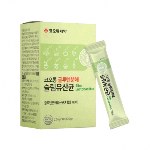 [코오롱제약] 코오롱 글루텐분해 슬림유산균 2.5g x 30포  (건강보조식품)