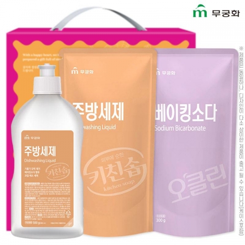 무궁화 3종3호(주방500용기,주방300리필,베이킹300리필)  (주방세제)