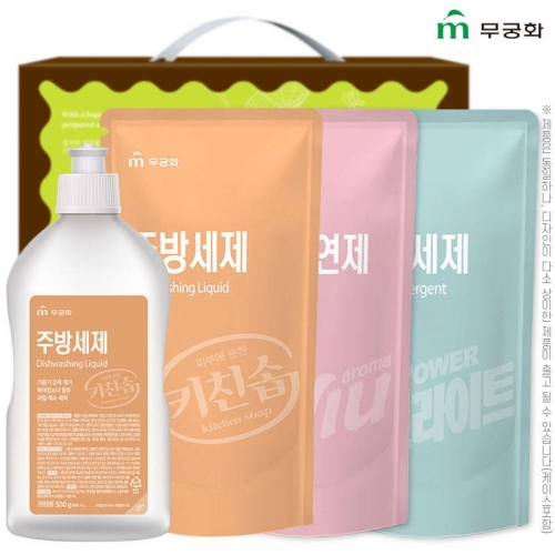 무궁화 4종3호(주방500용기,주방300리필,섬유300리필,액체300리필)  (주방세제)