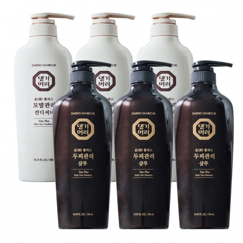 댕기머리 윤 플러스 두피관리 컨디셔너300ml*3개묶음/샴푸500ml*3개묶음 / 택1 (옵션별 가격상이)  (선물세트/여행키트)