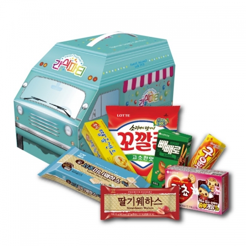 [롯데] 간식파티 (웨하스+미니웨하스+구운감자+꼬칼콘+뻬뻬로+땅콩샌드+칸쵸) 7종세트  (과자/껌/스낵류)