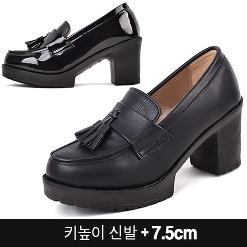 [DS-H학생화중굽] 여성구두  여성통굽구두 사계절구두 중굽 태슬로퍼 학생화슈즈  (펌프스/힐)