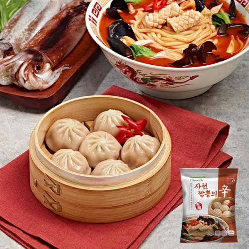 풀잎마켓 전자레인지용 사천짬뽕 찐만두 168g x 10팩  (만두/국수/스파케티/냉면)