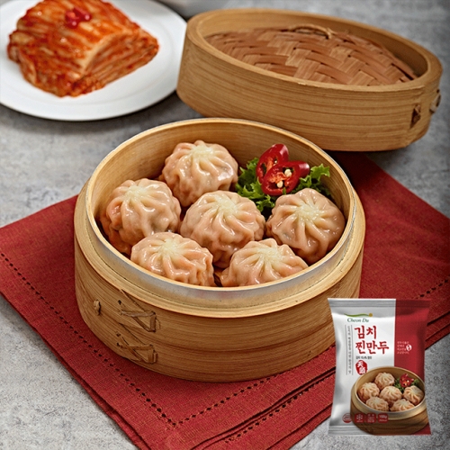 풀잎마켓 전자레인지용 김치찐만두 168g x 10팩  (만두/국수/스파케티/냉면)
