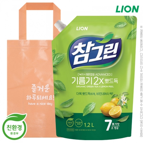 (부직포가방)참그린녹차1.2L(리필)  (주방세제)