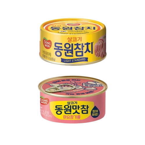 [동원] 라이트 스탠다드 참치 85g 10캔 + 맛참 마요참기름 참치 90g 10캔  (통조림/캔/햄/잼)