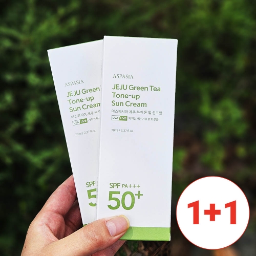 아스파시아 제주 그린티 톤업 선크림 70ml x 2개  (핸드워시/립케어/선크림)