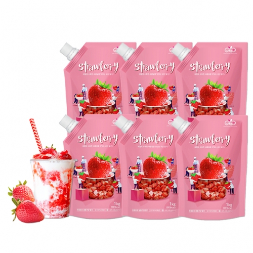 뜨래포유 국산 딸기청 대용량 파우치 1kg x 6팩  (꿀/꿀차/유자차)