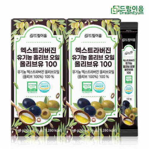 [드림이음] 엑스트라버진 유기농 올리브오일 올리브유100 총2박스(1박스내 10gx14포)  (식용유/참기름/오일류/시럽)