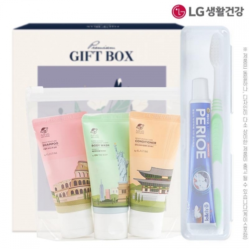 엘지 여행용5종1호(샴푸,린스,바디,(PP,투명)엘지 페리오치약50g 미세모칫솔세트)  (샴푸/린스/트리트먼트)