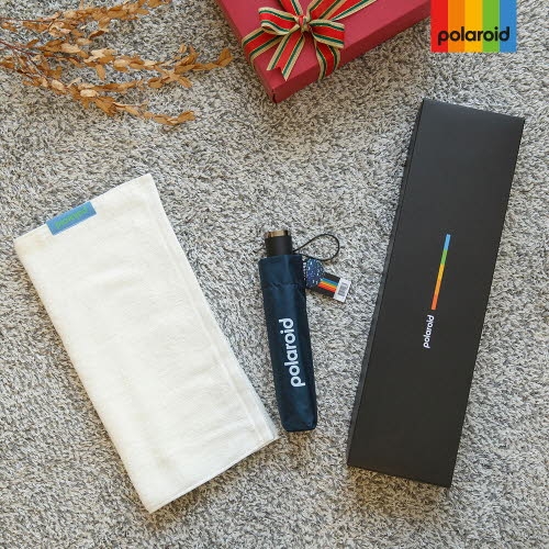 [폴라로이드] 3단 솔리드 우산+스펙트럼 호텔타올(1p) (150g) 세트  (우산/양산/우비)