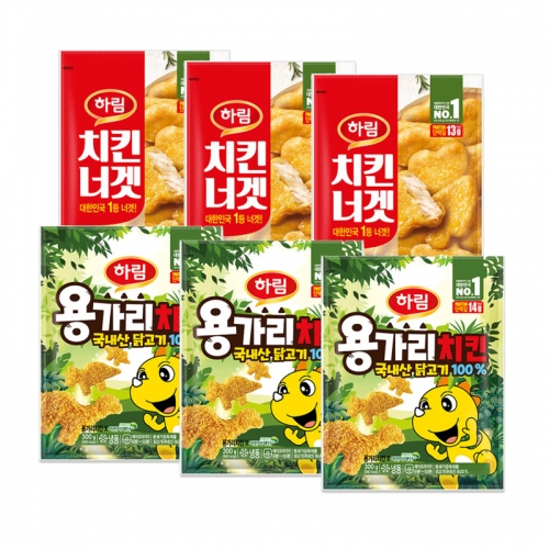 [하림] 용가리치킨 300g 3개 + 치킨너겟 300g 3개  (튀김류/어묵류)