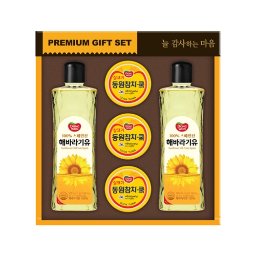 [동원] 행복 5호 (해바라기유 500ml x 2, 쿡참치 85g x 3)  (통조림/캔/햄/잼)