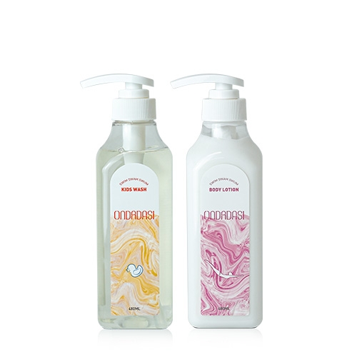 [온다다시] 수영장 키즈올인원워시480ml+바디로션480ml+쇼핑백  (선물세트/여행키트)