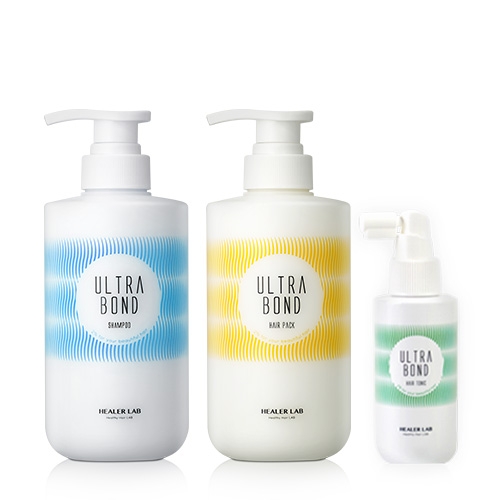 [힐러랩] 울트라본드 탈모완화샴푸500ml+극손상헤어팩500ml+헤어토닉100ml+쇼핑백  (선물세트/여행키트)