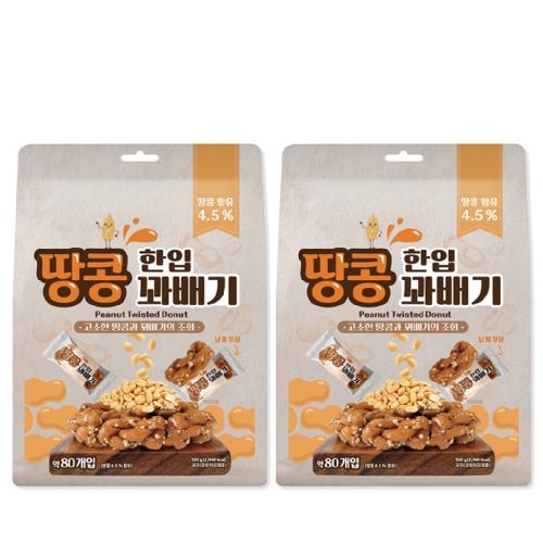 [좋은세상] 개별포장 땅콩 허니한입꽈배기 520g+520g 총 1040g  (과자/껌/스낵류)