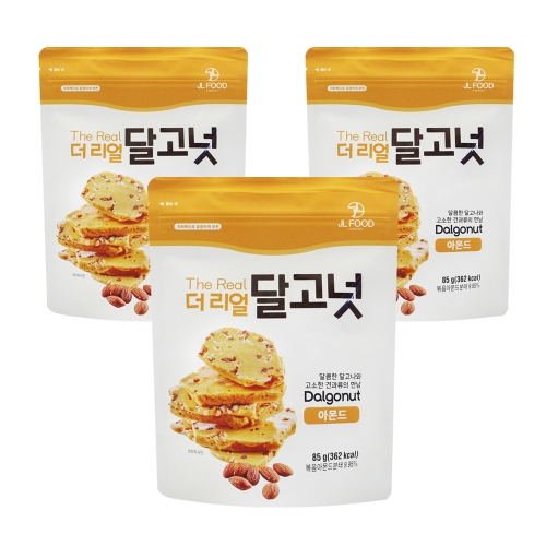 [좋은세상] 수제 달고나 더리얼 달고넛 아몬드 85g x3봉  (과자/껌/스낵류)