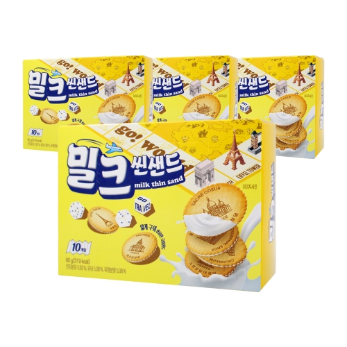 [좋은세상] 밀크 씬샌드 비스킷 60g x4개  (과자/껌/스낵류)