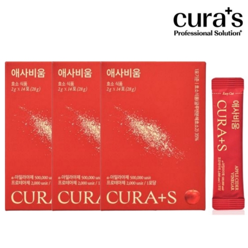 큐라에스 애사비움 애사비 효소 곡물효소 유산균 식이섬유 3박스 (42포)  (기타 건강식품)