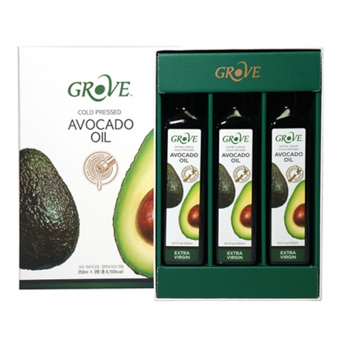 [그로브] 아보카도 오일 엑스트라버진 250ml x 3p세트 (전용패키지 포함)  (식용유/참기름/오일류/시럽)