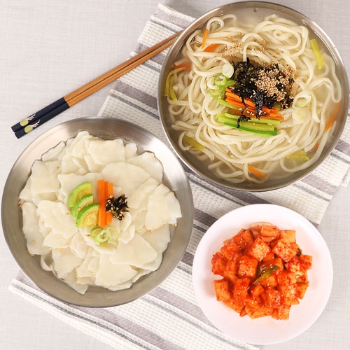 [생면/냉동]홍두깨 칼국수&수제비 10인분 세트(칼국수1kg+수제비1kg+멸치맛스프10봉)  (만두/국수/스파케티/냉면)