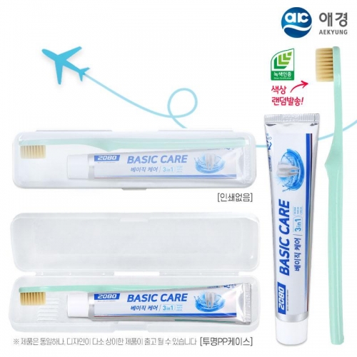 (PP,투명)애경 베이직케어치약50g 로우카본칫솔세트  (구강용품)