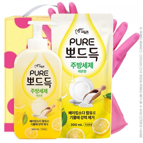 뽀드득주방세제500펌프 300리필 고무장갑32cm(3종)  (주방세제)