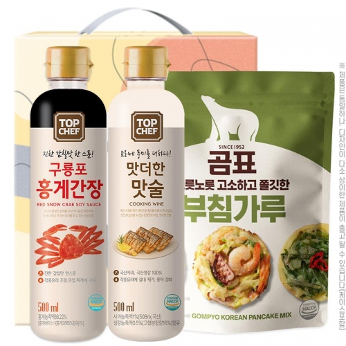 탑셰프홍게간장500ml 맛술500ml 곰표부침가루500g(3종)  (물엿/식초/소스/액젖)