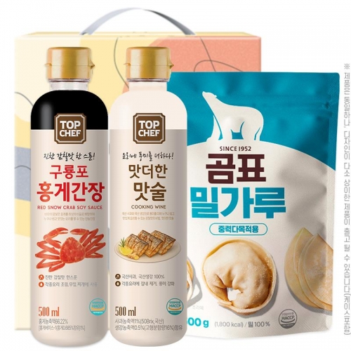 탑셰프홍게간장500ml 맛술500ml 곰표밀가루500g(3종)  (물엿/식초/소스/액젖)