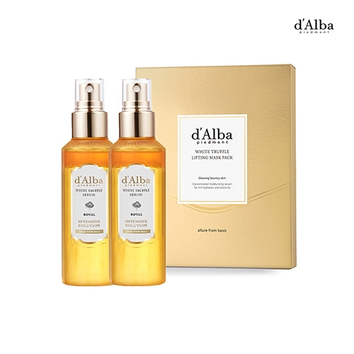 [달바] 화이트 트러플 로얄 인텐시브 세럼,마스크팩 세트 (100ml 2개, 마스크팩 1박스 (4매))  (스킨/토너/미스트)